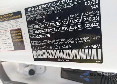 2020 Mercedes-Benz Gls 450 4Matic from USA, damaged, VIN 4JGFF5KE3LA219446